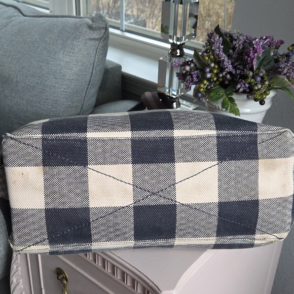 COACH Navy Buffalo Plaid Canvas Tote - Picture 8 of 16